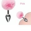 Plug anal metalico Cola de Conejo rosado