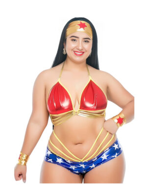 Conjunto Lenceria de la Mujer Maravilla talla grande para gorditas