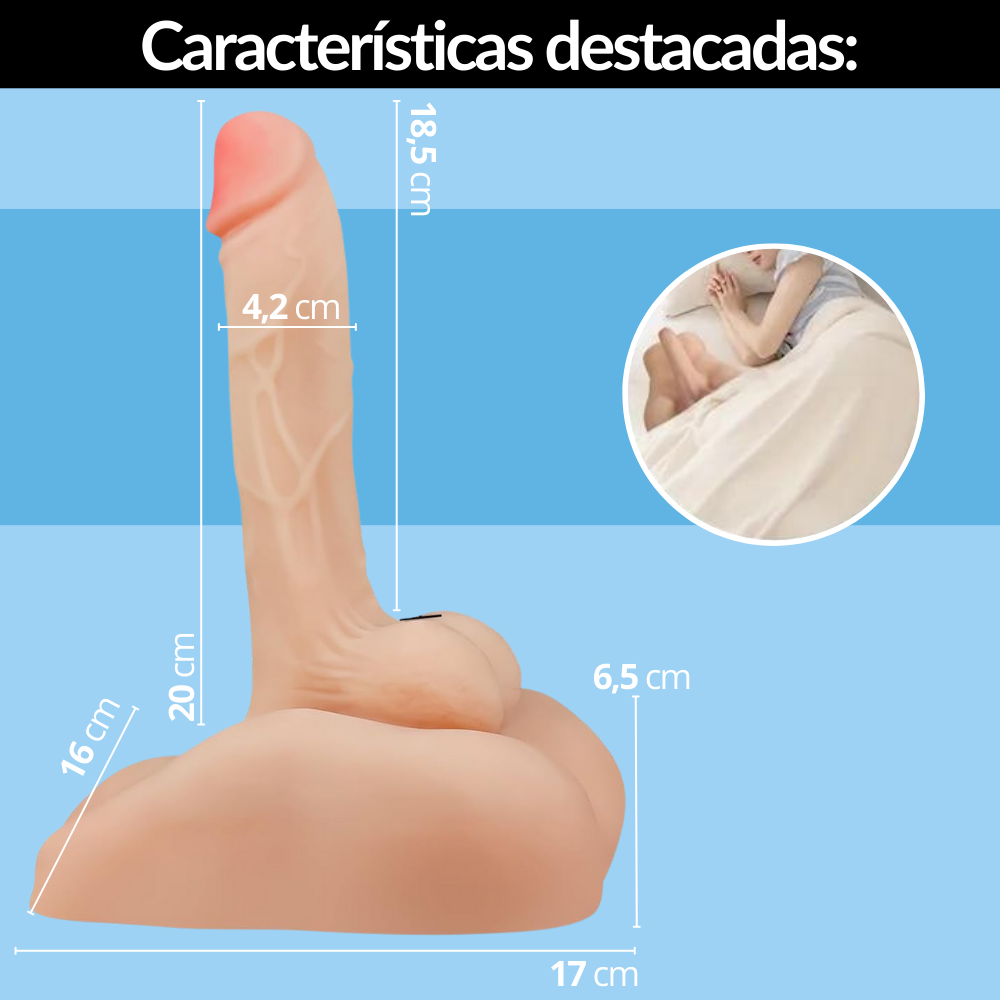 Medidas Medio Torso Masculino con dildo pene realista