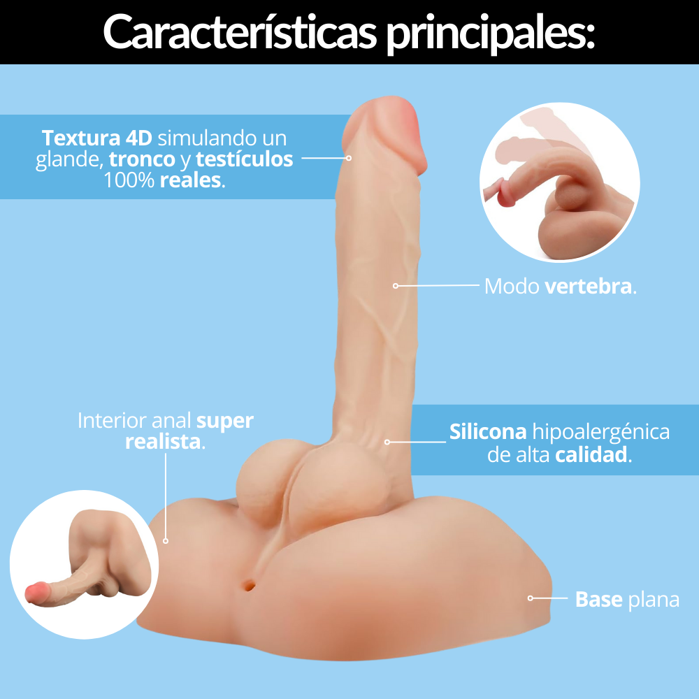 Medio Torso Masculino con dildo pene realista